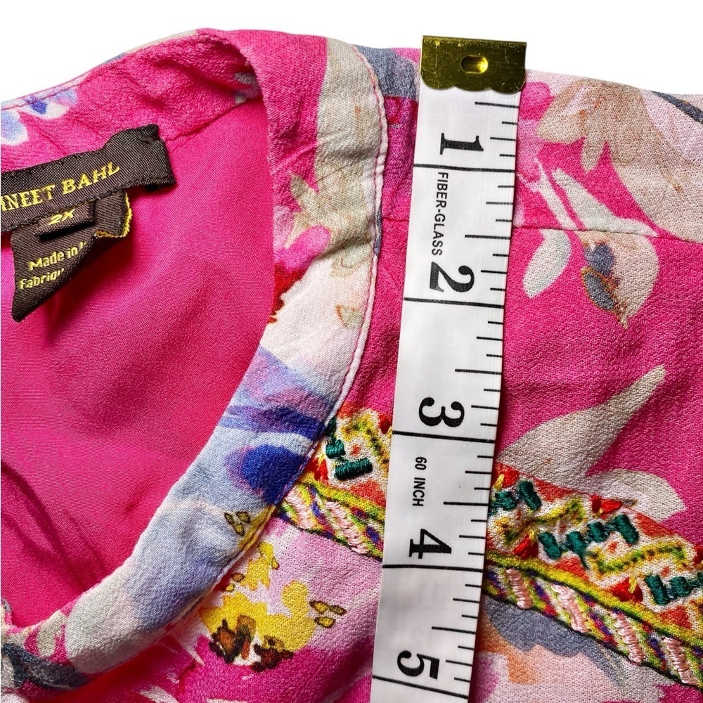 Vineet Bahl Vibrant Floral Sleeveless Blouse - Pink Multicolor - Picture 13 of 15